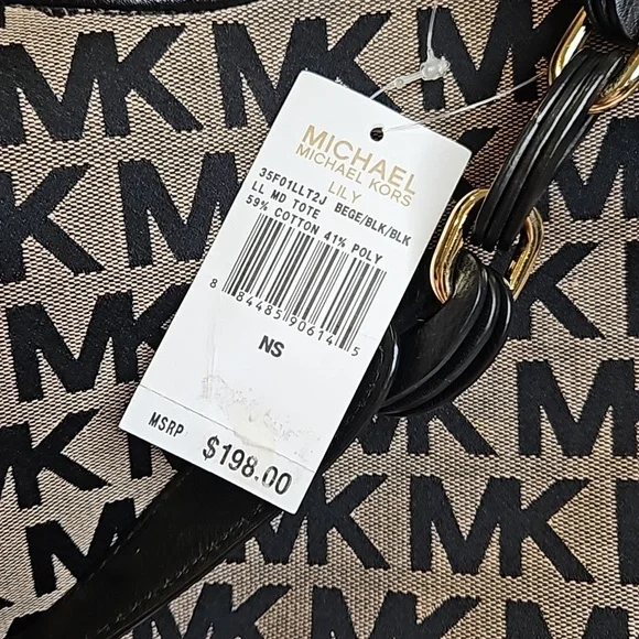 MICHAEL Michael Kors Signature Shoulder Bag Black/Brown NWT - Picture 12 of 14